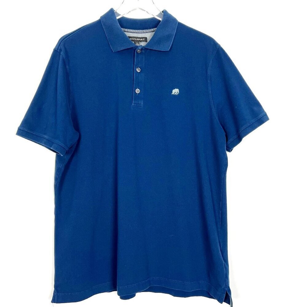 Banana Republic Shirt Mens XL Navy Blue Casual Short Sleeve Golf Polo Casual